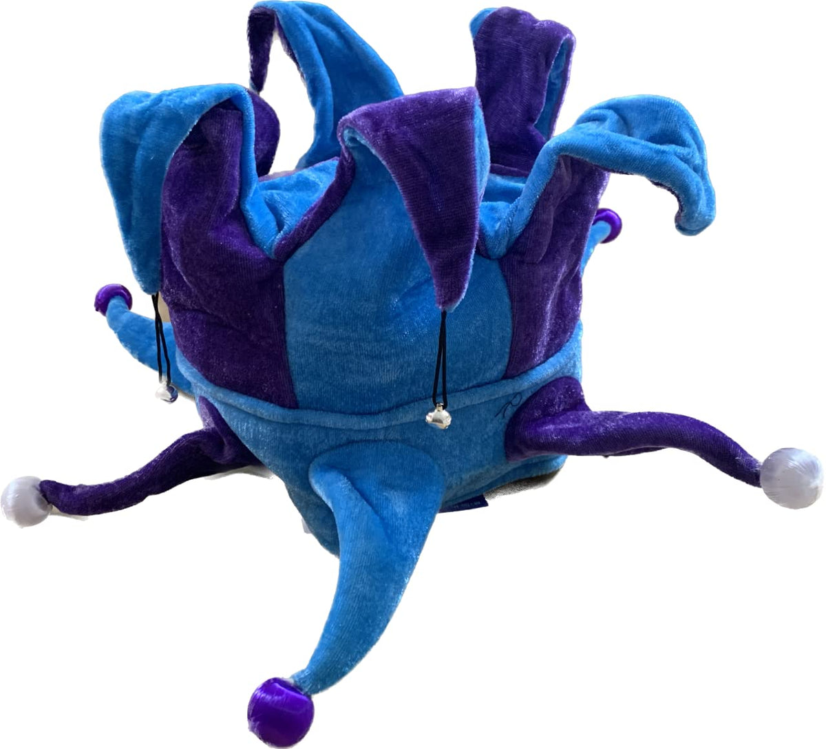Blue and purple light-up jester hat with bells