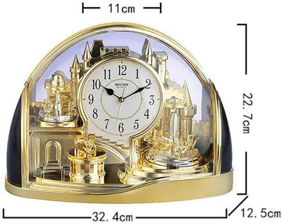 Rhythm Mantel Clock Half Moon Arched Gilt Rotating Pendant