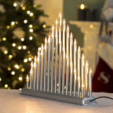 Silver Christmas candle bridge with 33 warm white lights