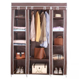 Generic Fabric Canvas Wardrobe Organizers Clothes Rail Shelves Storage Closet Triple (Brown), 63-64-65-66A