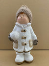 White ceramic Boy with creme coloured woolen hat