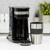 Quest 35189 Filter Coffee Machine/Portable Travel Filter Coffee Maker / 420ml Capacity/Thermal Travel Mug Included/Works with Ground Coffee & Coffee Pods/Instant Espresso & More