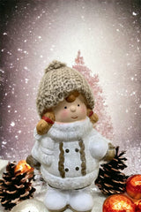 White Ceramic Girl With Woolly Hat