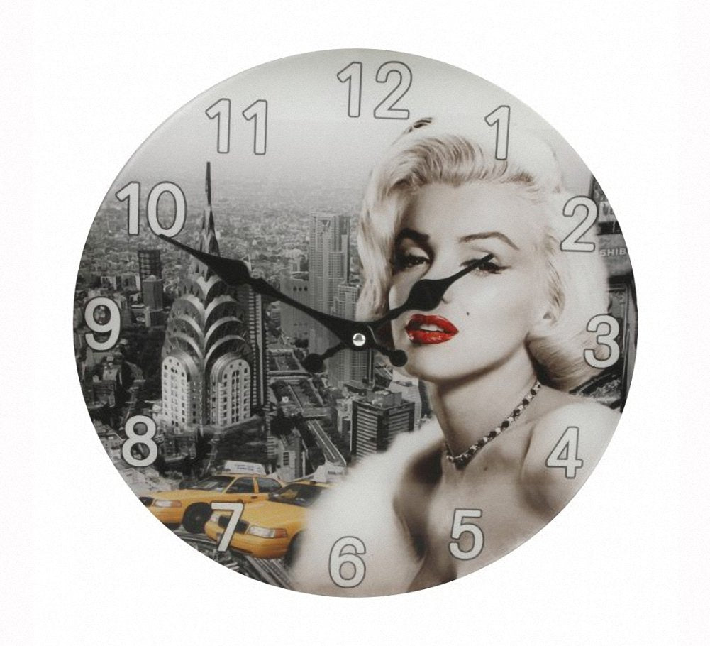 Hometime Glass Wall Clock 30cm Marilyn Design