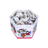 Set of 14 multicolour Christmas scene decoupage baubles