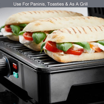 Quest 34359 2-in-1 Health Grill & Panini Press/Non-Stick Healthy Grilling/Adjustable Temperature Dial / 180° Floating Hinge/Overheat Protection / 2000W