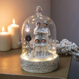 LED Christmas carolling family cloche ornament