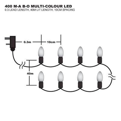 Premier Decorations 400 Multi Coloured Multi Action Battery Operated LED with Timer, JNS_427400