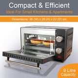 Quest black compact 9L mini oven