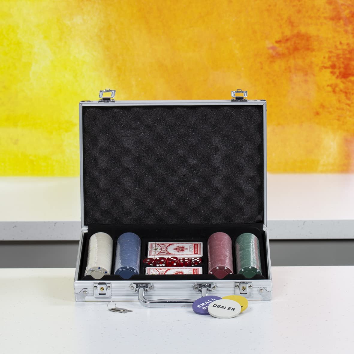 Global Gizmos 200-piece poker set with chips cards dice and aluminium case