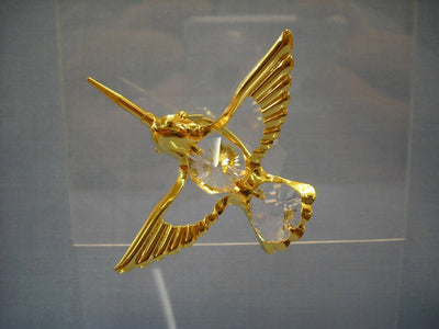 Hartes 24K Gold Plated Humming Bird Suncatcher with Swarovski Crystals