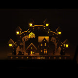 43cm white wooden LED Christmas candle bridge scene