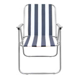 Milestone blue and white striped folding deckchair