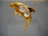 24K gold-plated dolphin suncatcher with Swarovski crystals – 8cm