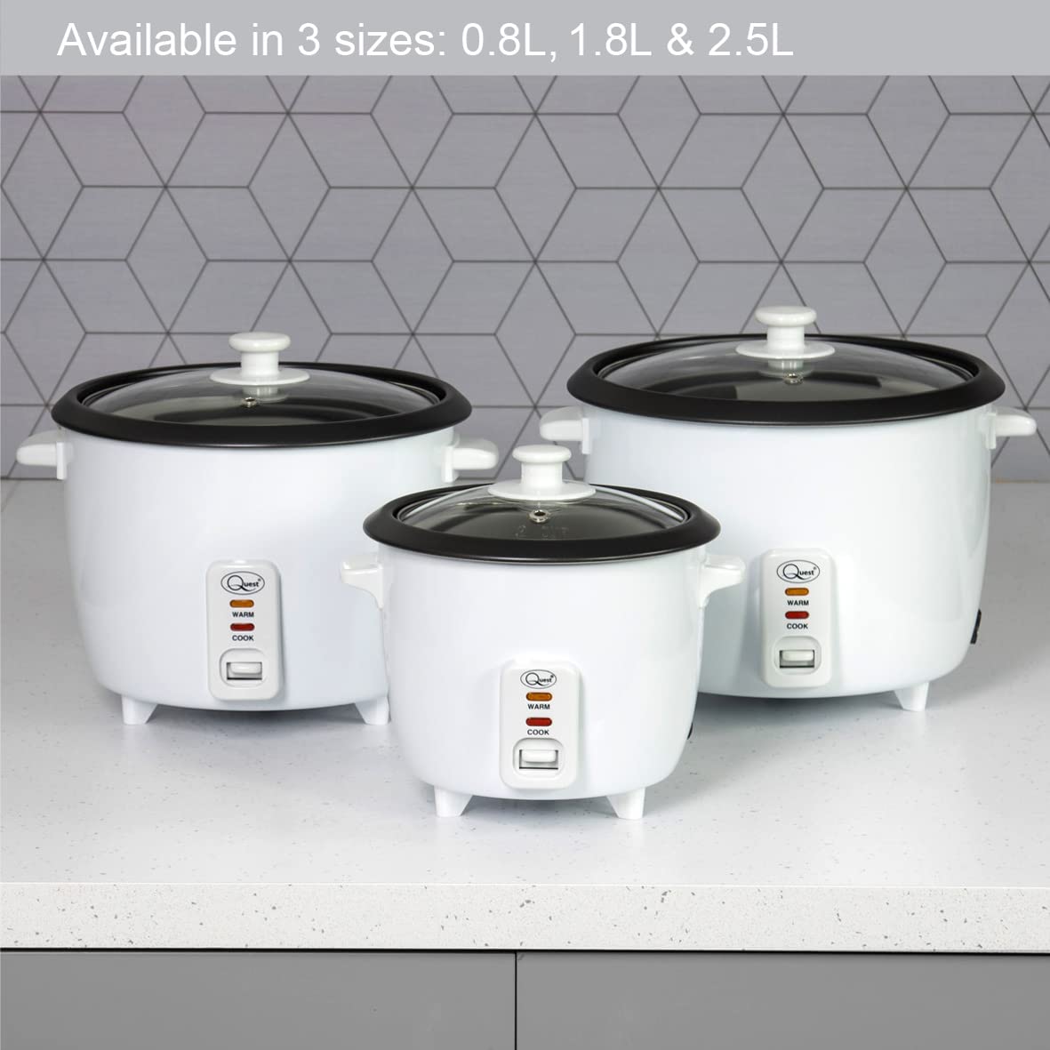 Quest 2.5L 900W rice cooker with keep warm – white