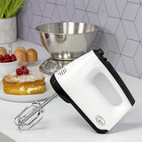 6 Speed Hand Mixer with Storage Case, Beaters, Dough Hooks & Whisk, White - Quest