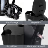 Quest 1.7L black cordless electric kettle