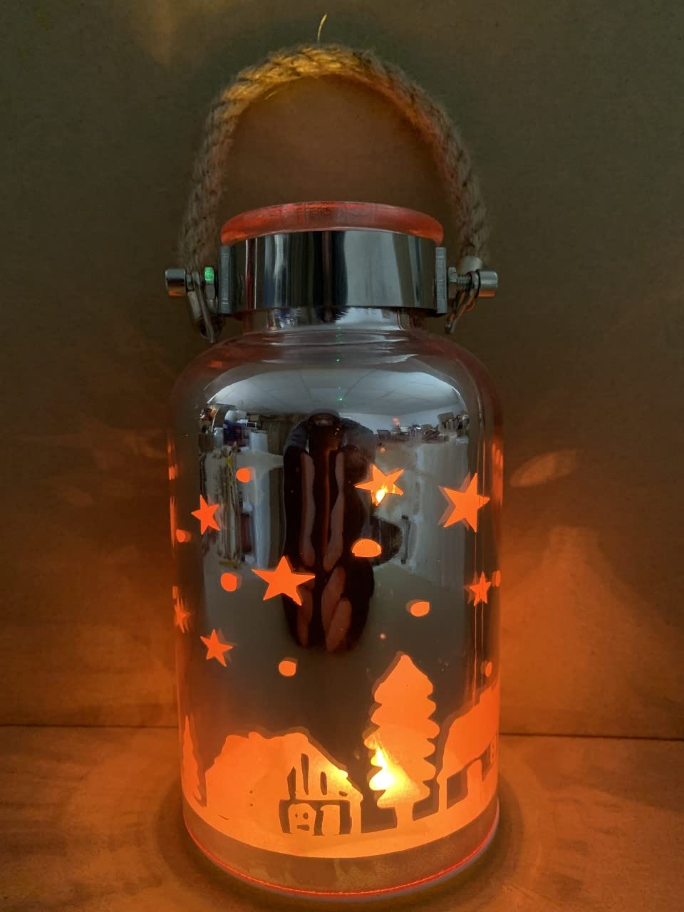 Winter Wonderland LED silhouette lanterns set of 2