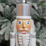 50cm white and silver wooden Christmas nutcracker soldier