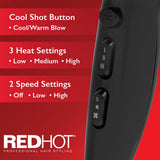 Red Hot black 2200W professional hair dryer