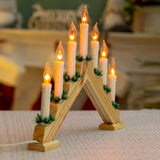 Wooden Christmas candle bridge with 7 flickering lights