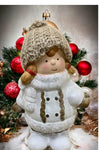 White Ceramic Girl With Woolly Hat