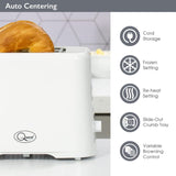 Quest white 870W 2-slice toaster with adjustable browning