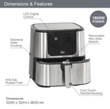 Quest 5.5L 1800W digital air fryer in black