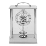 Widdop brushed aluminium carriage mantel clock with rotating pendulum
