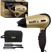 Bauer black and gold 1200W travel hair dryer set