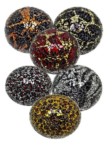 Medium Silver and Black Mosaic Glass Balls