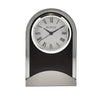 Widdop arched glass mantel clock with aluminium base