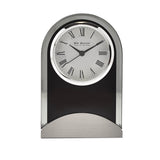 Widdop arched glass mantel clock with aluminium base