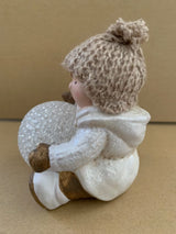 Ceramic Boy with Light Up Snowball & Woolly Hat