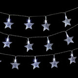 30 LED cool white battery-operated star string lights 2.7m