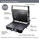 Quest 2000W 180 degree health grill and panini press