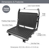 Quest 34340 Panini Press and Grill Sandwich Maker/Compact Stainless Steel Design/Non-Stick Hotplates/Cool Touch Floating Hinge Handle/Automatic Temperature Control