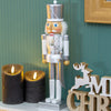 The Christmas Workshop 71039 Wooden Nutcracker 35.5cm Tall/White and Silver Soldier on Stand/Christmas Decorations