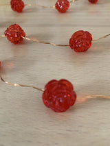 One metre red rose LED copper wire light set