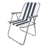 Milestone blue and white striped folding deckchair