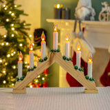 Wooden Christmas candle bridge with 7 flickering lights