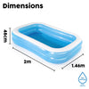 Bestway Family Pool, rectangular pool for children, easy to assemble, blue, 262 x 175 x 51 cm