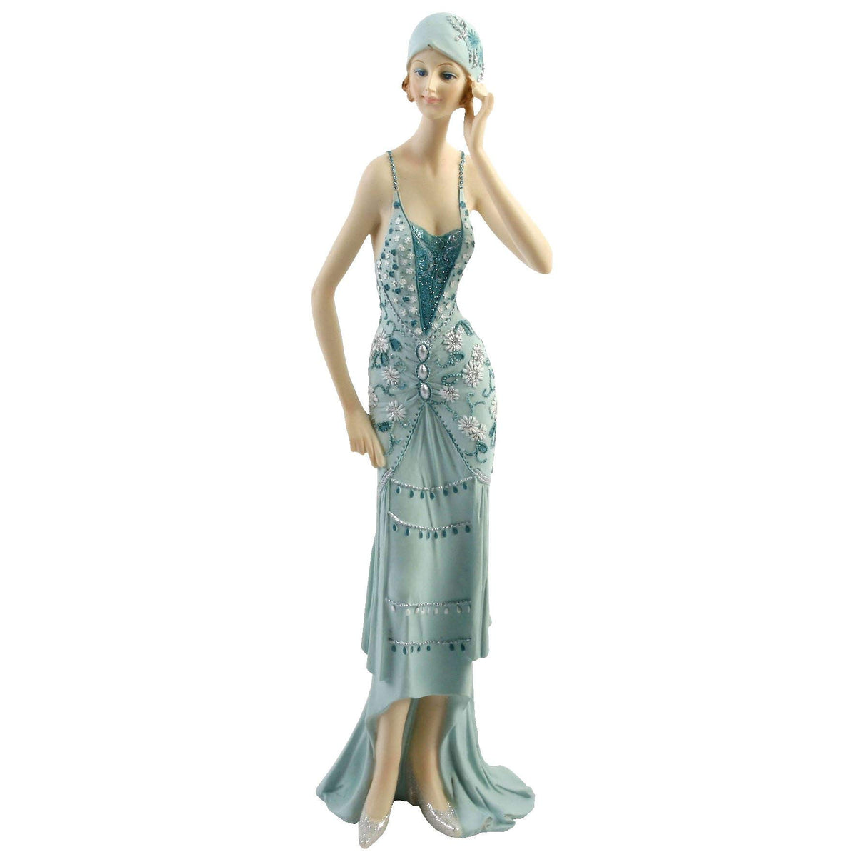 Broadway Belles teal Art Deco lady figurine – 33cm