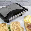 Quest 34340 Panini Press and Grill Sandwich Maker/Compact Stainless Steel Design/Non-Stick Hotplates/Cool Touch Floating Hinge Handle/Automatic Temperature Control