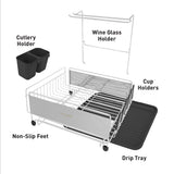 Blackmoor deluxe stainless steel dish drainer with wine glass rack