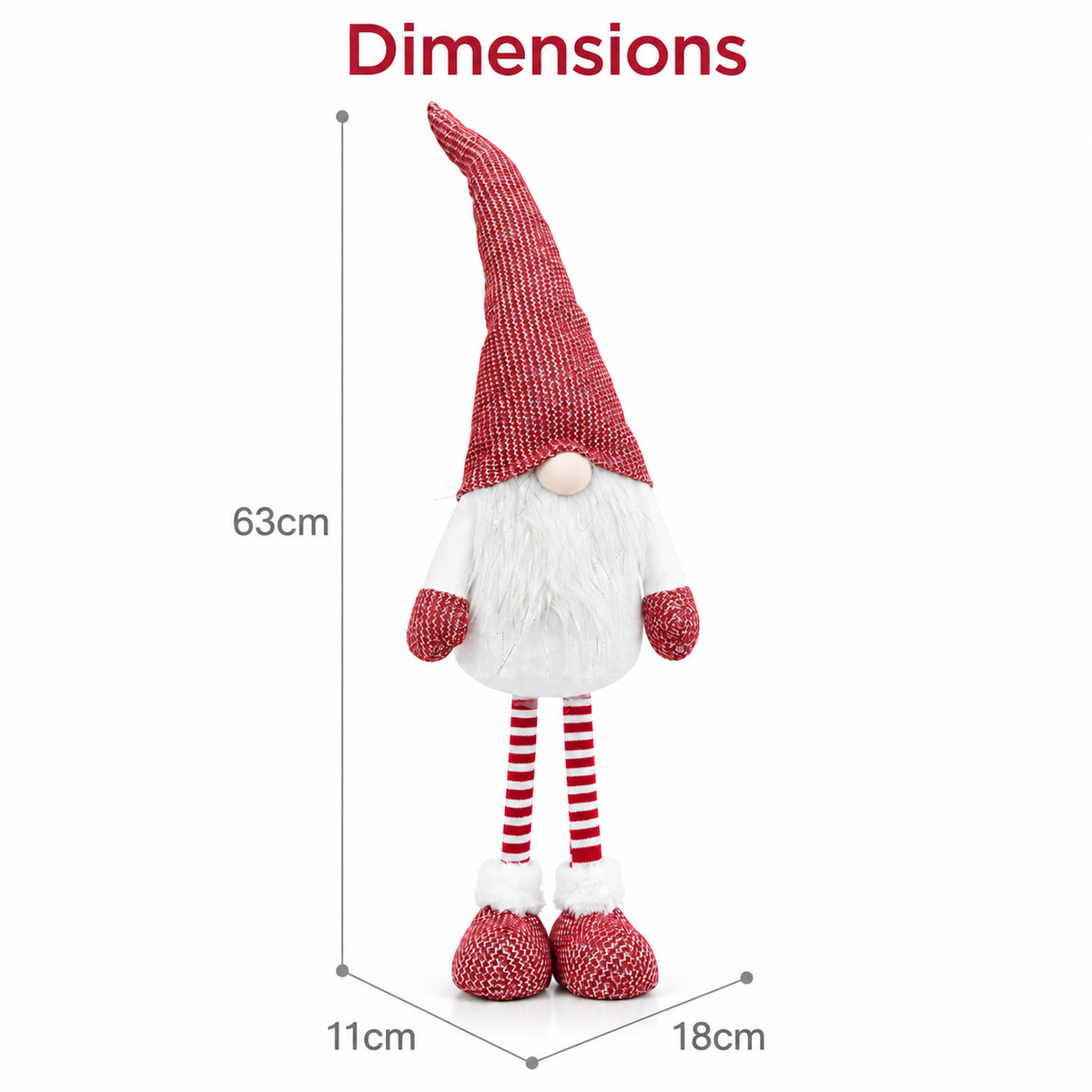 63cm red and white standing Christmas gonk size guide