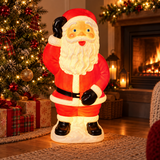 70cm waving Santa blow-mould Christmas figure in a festive home display
