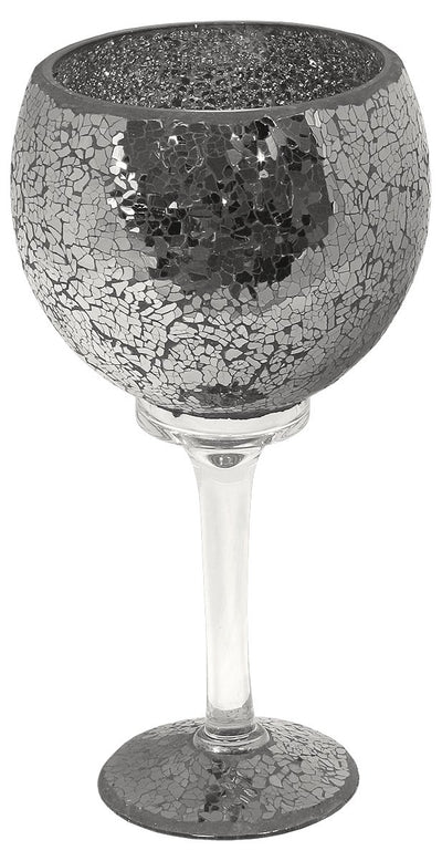 Febland Black Mosaic Glass Goblet, 18.5 x 18.5 x 35 cm