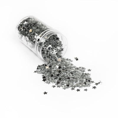 Christmas Star Confetti Glitter Pots, 12 Packs of Assorted Colours Red Silver Gold Multi Coloured