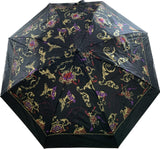 Black patterned compact telescopic umbrella with cover